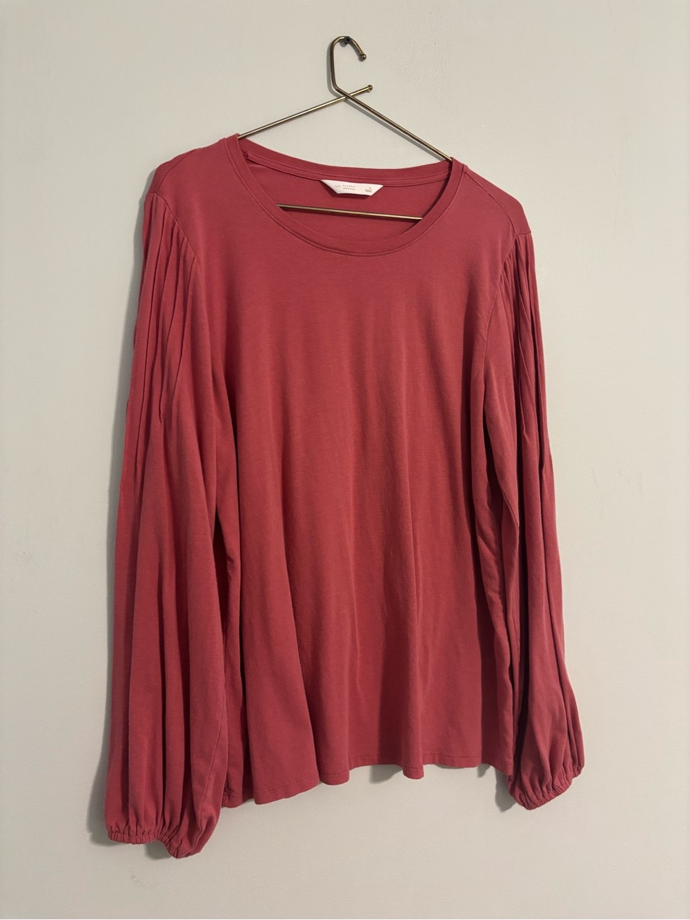 LC Lauren Conrad Dusty Rose Pleated Long-Sleeve Top - Women’s Size Large - Picture 2 of 13